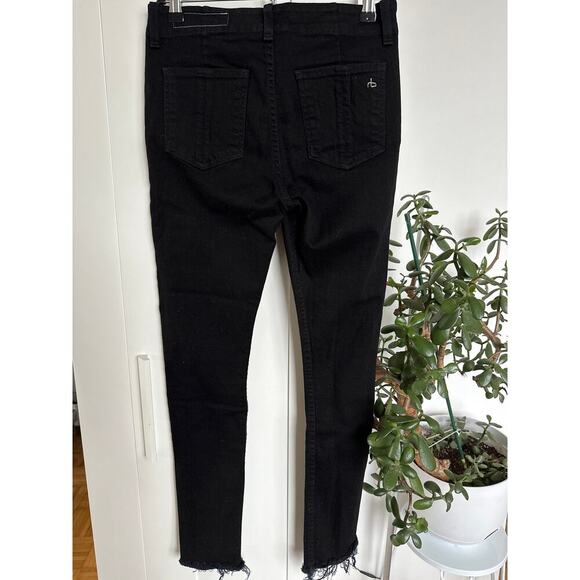 rag & bone Women's Black Crop Flare Frayed Skinny High-Rise Jeans, Size 27, EUC - Picture 2 of 6